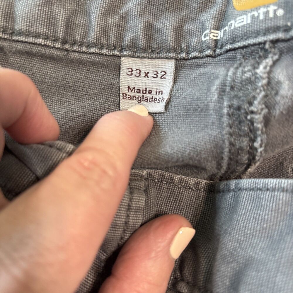 Carhartt Men’s Gray Work Pant 33x32 Pockets Relaxed Fit - Picture 10 of 11